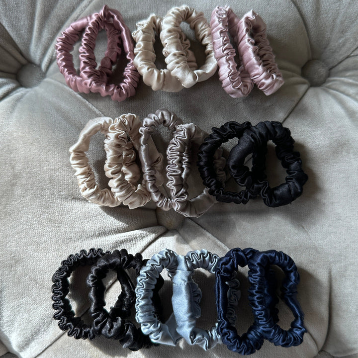 Mini extra small silk hair ties