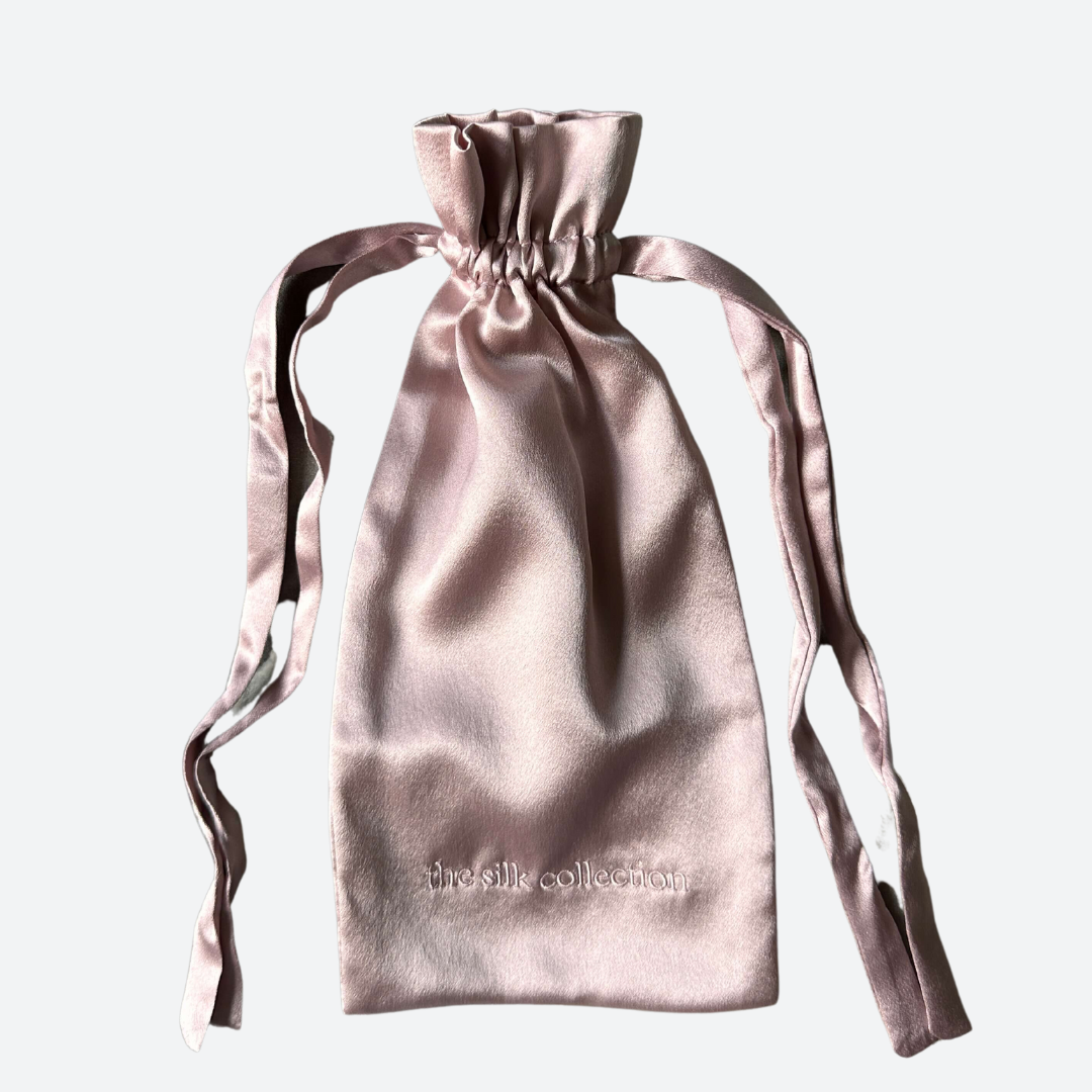 Pink Silk Drawstring Pouch