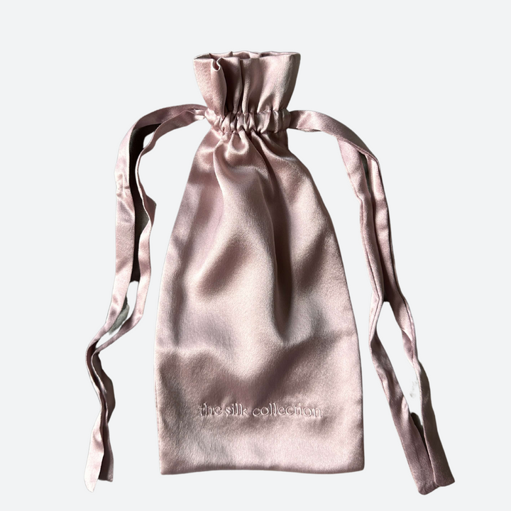 Pink Silk Drawstring Pouch