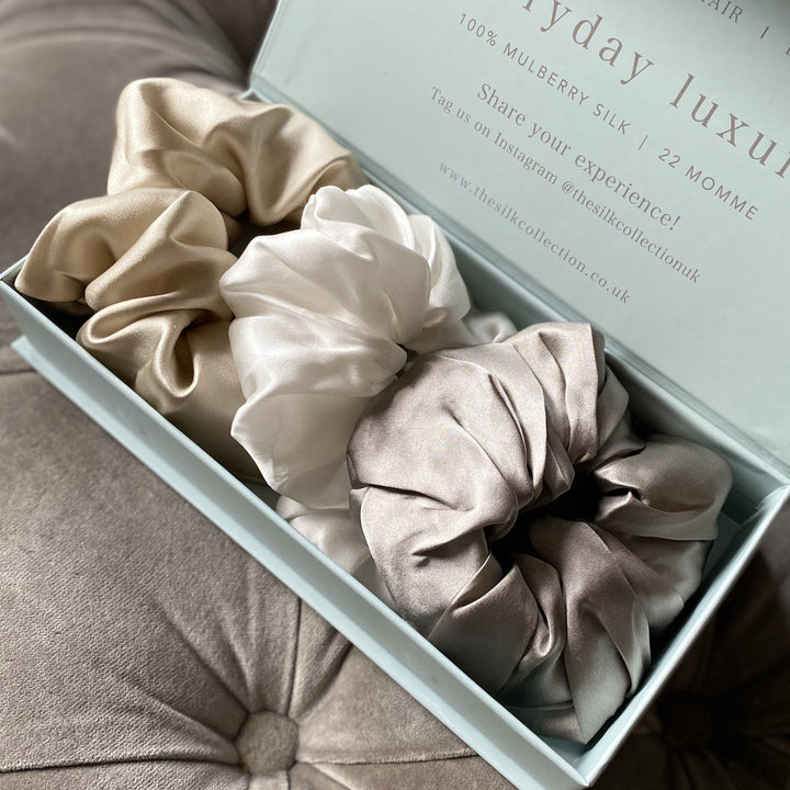 Silk Hair Scrunchie Gift Set | Statement Silk Scrunchies for Hair