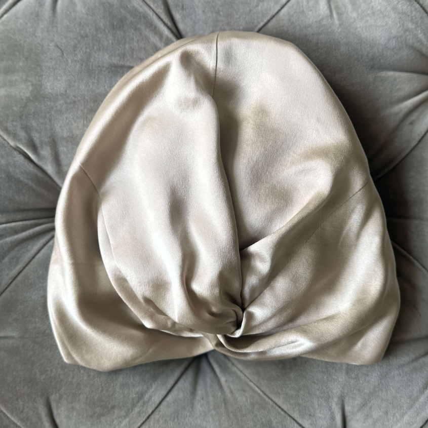 Light gold silk hair wrap | Silk bonnet