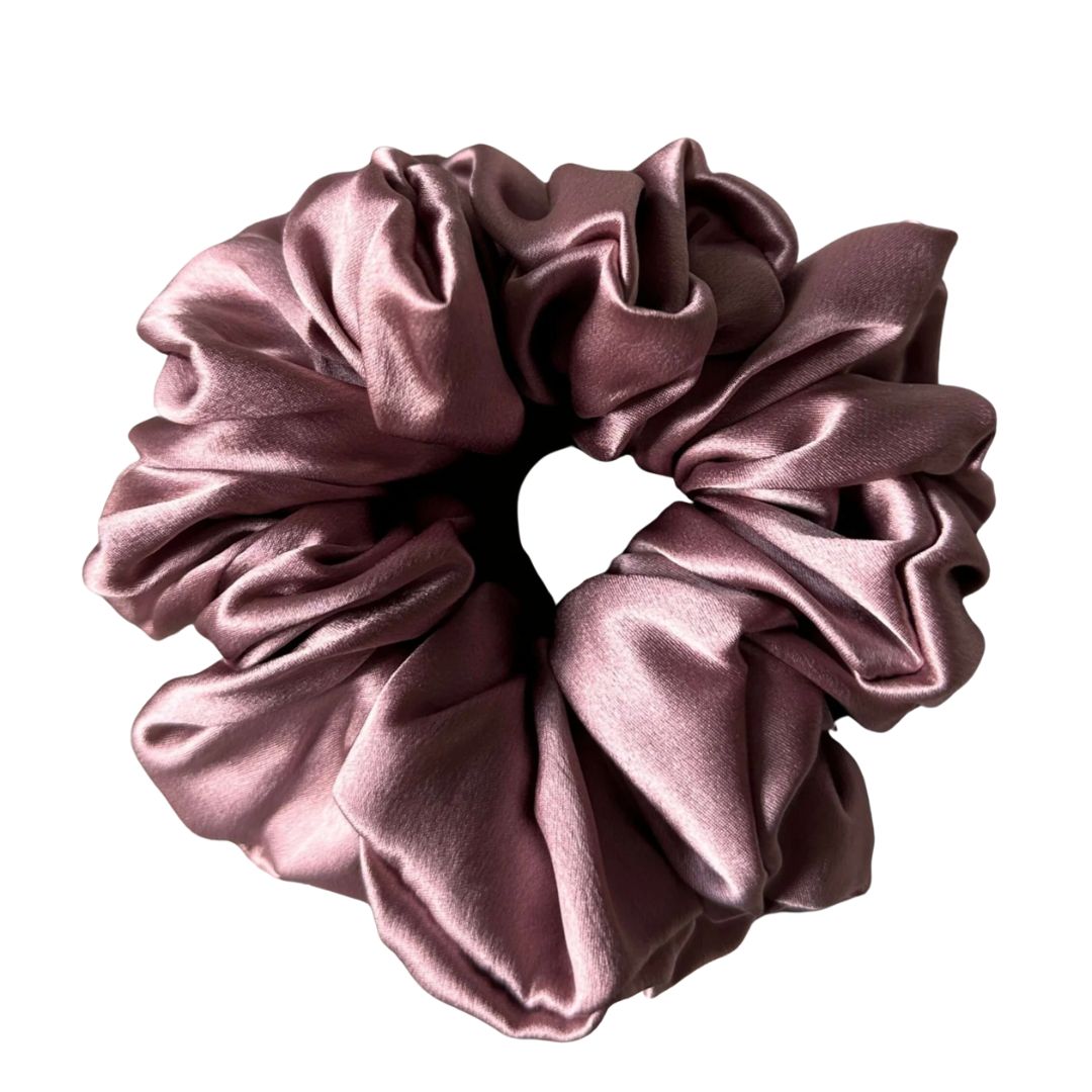 Dusty rose statement silk scrunchie, an oversized 100% mulberry silk scrunchie
