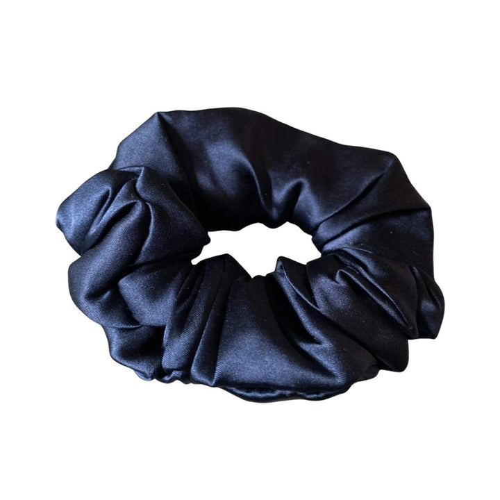 French navy classic silk scrunchie in 100% mulberry silk