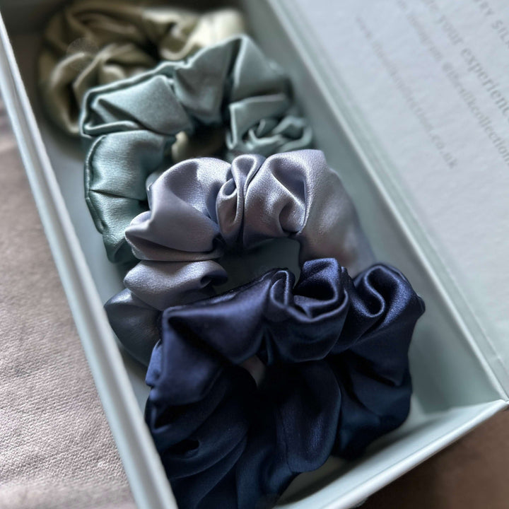 blue hair scrunchies gift set