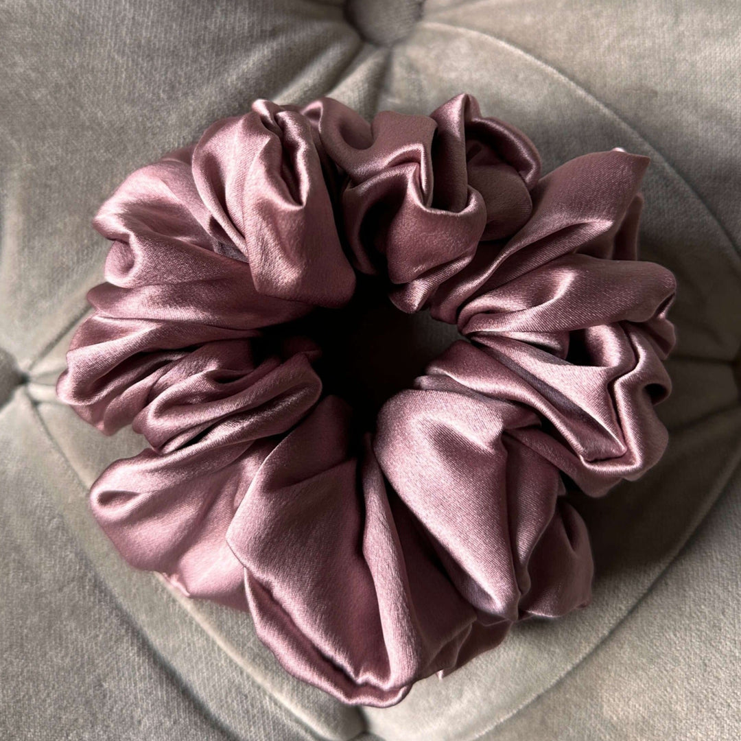 Large dark pink silk scrunchie The Silk Collection