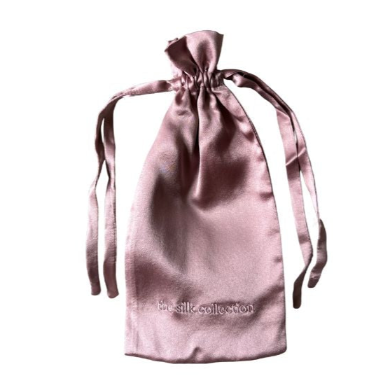 dark pink silk travel pouch