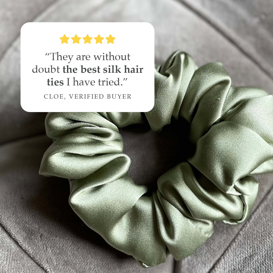 Green Silk Scrunchie for Hair