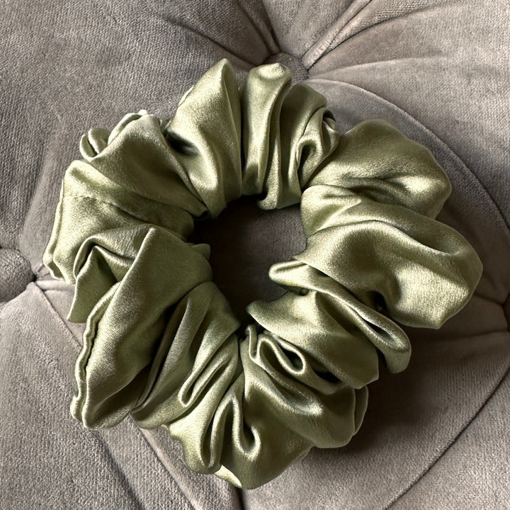green large silk scrunchie