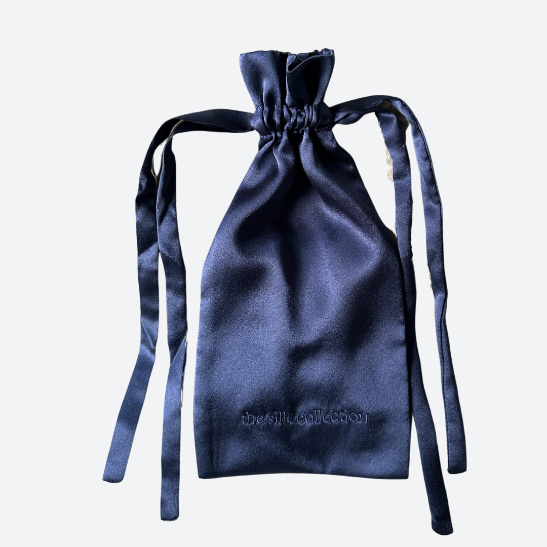 Navy Blue Silk Travel Bag
