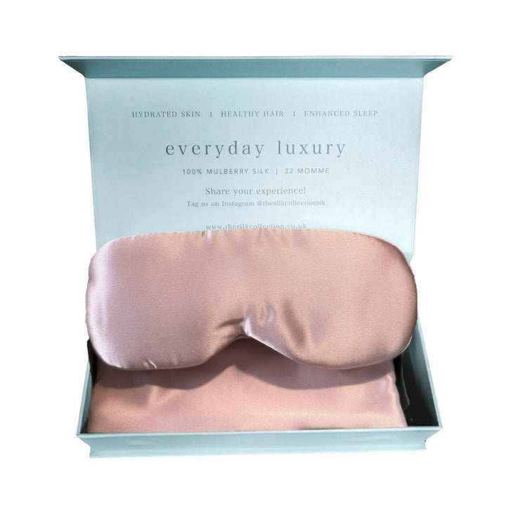 Blush Pink silk sleep set, silk pillowcase and silk eye mask in gift box