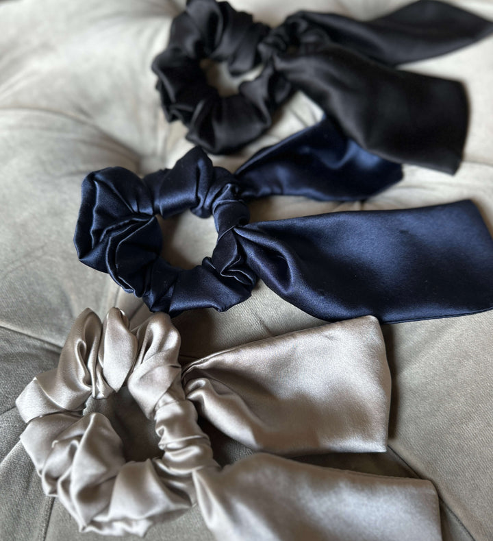 Silk scrunchies with ties