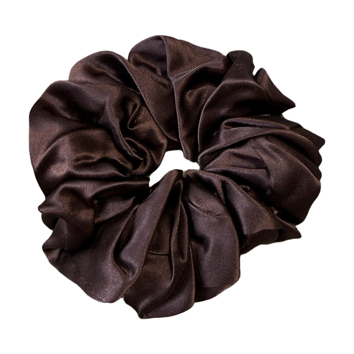 Statement silk scrunchie in Espresso, 100% mulberry silk