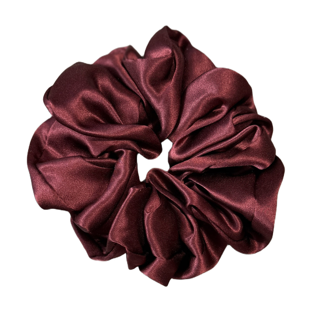Statement silk scrunchie in Maroon, 100% mulberry silk