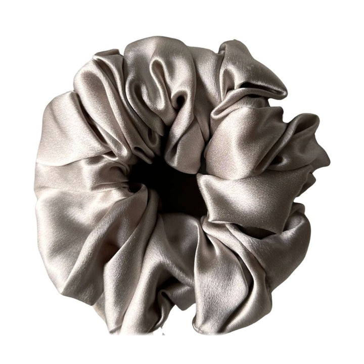 Oyster statement silk scrunchie, an oversized 100% mulberry silk scrunchie