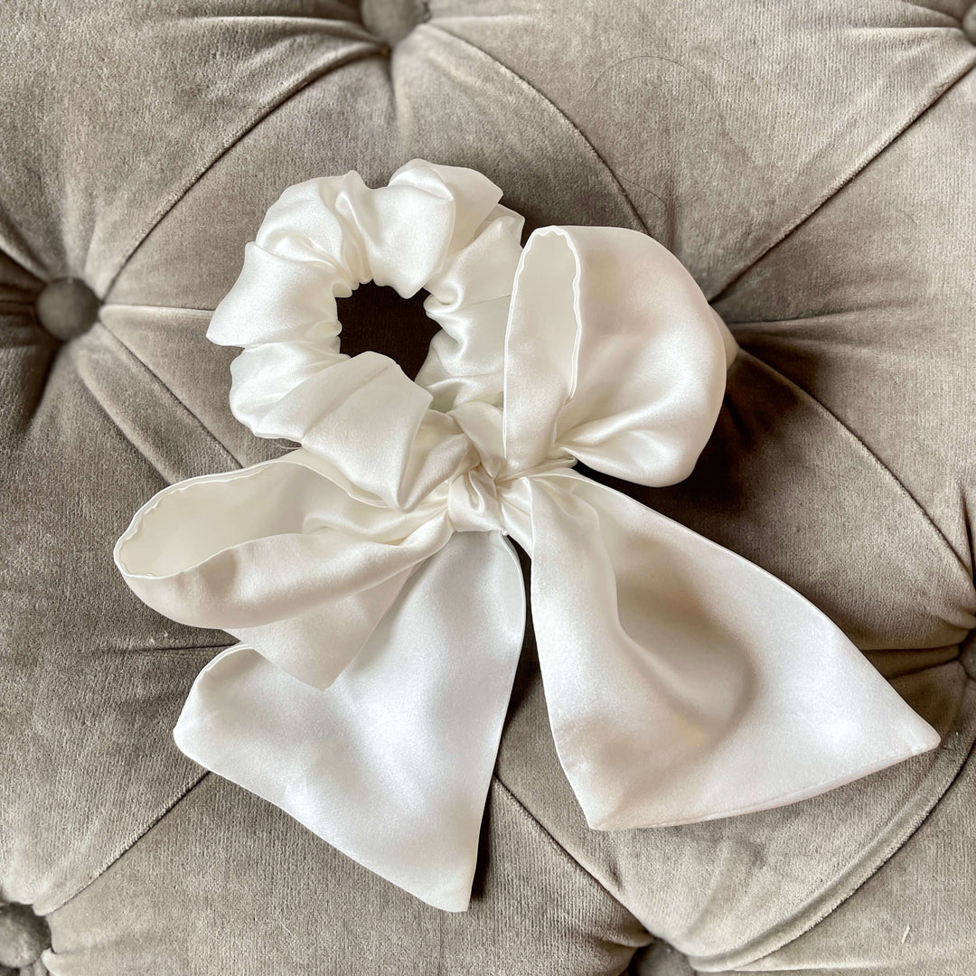 bridal  white silk scrunchie