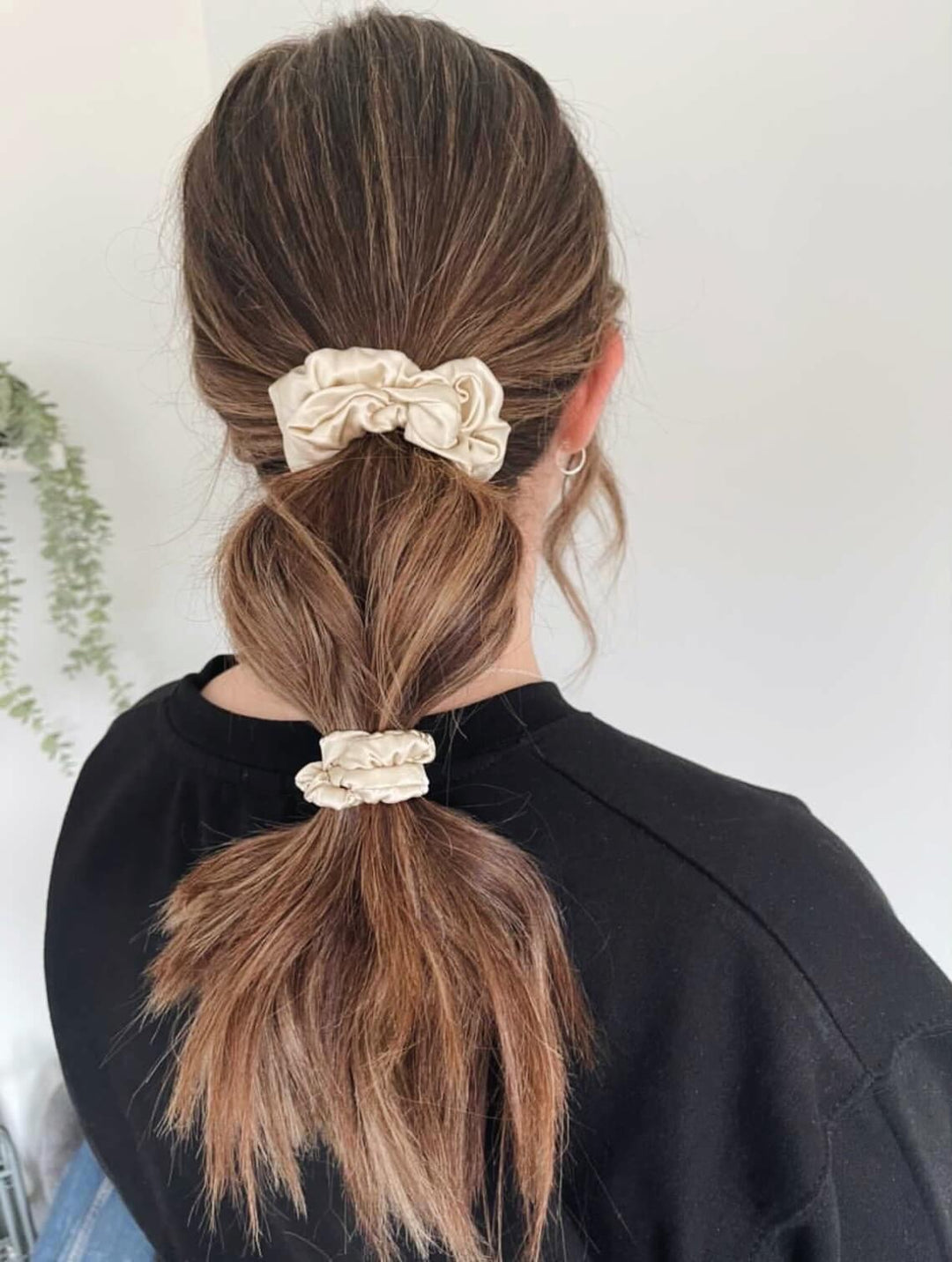 silk scrunchies in hairstyle 