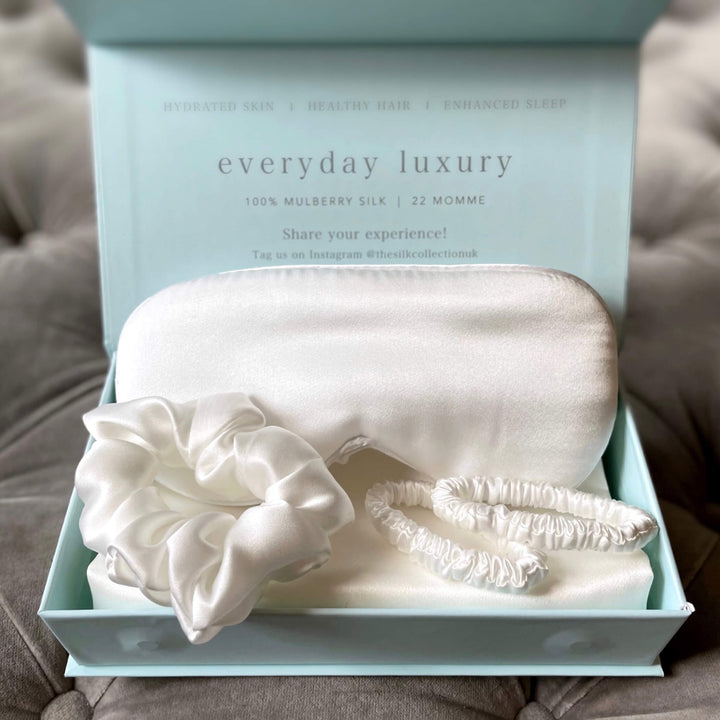 Luxury bridal silk gift set pearl white UK