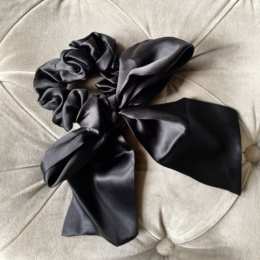 Black Bridal Party Silk Scrunchie