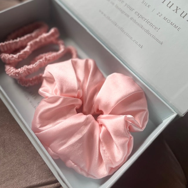 Blush Pink Scrunchies for Hair The Silk Collection