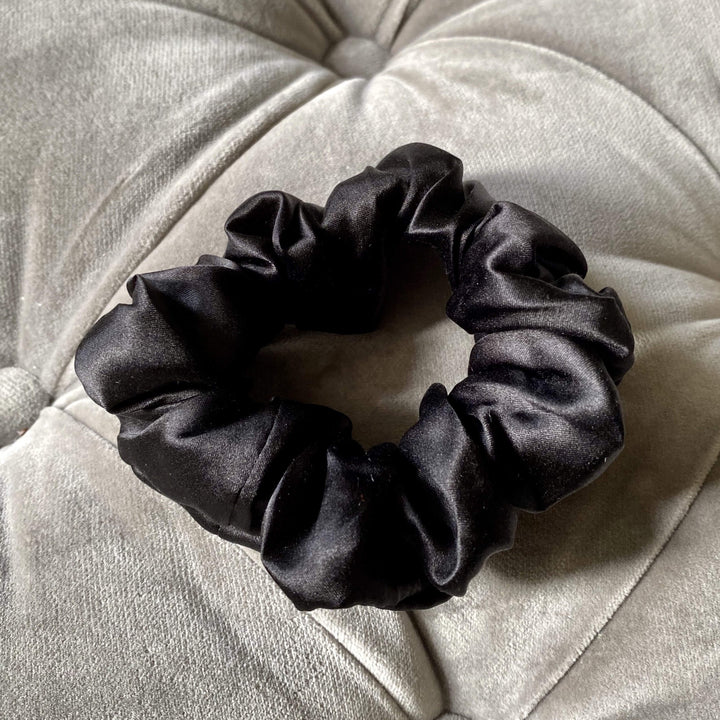 Black medium silk scrunchie UK